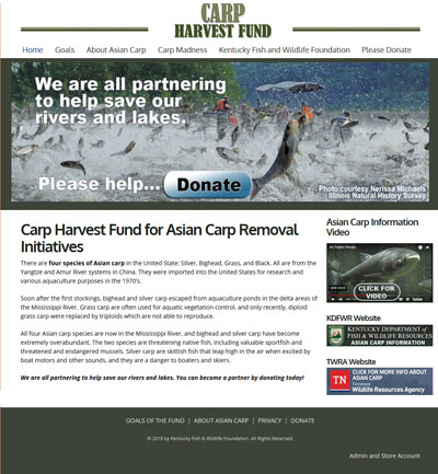 Screenshot of Carp Harvest Fund website